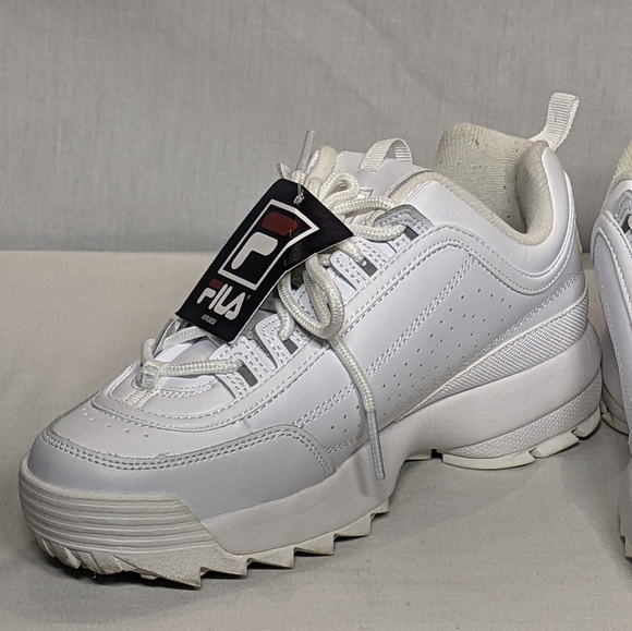 NEW Fila Womens Disruptor II Leather Premium Classic 90s era retro Sz 7 white - Picture 6 of 7